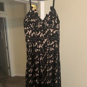 Lace Midi Spaghetti Strap Cocktail Dress